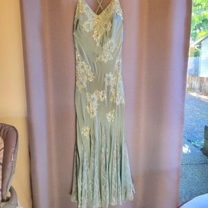 Cache Mint Lace Beaded Sequin formal dress size 10